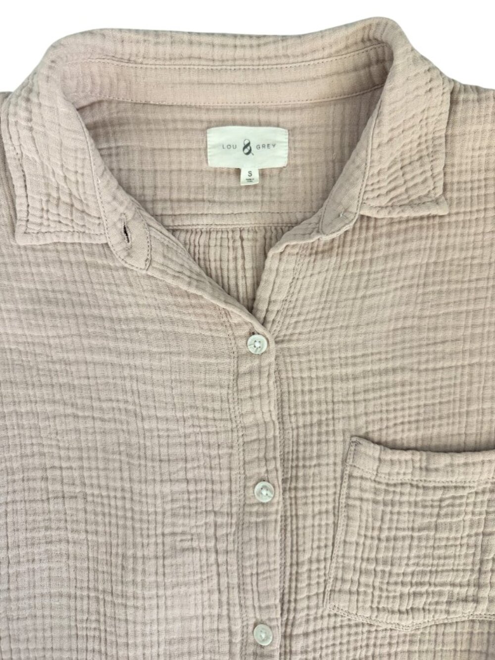 Lou & Grey Cotton Gauze Button Down Top Womens S Coastal - Picture 4 of 9